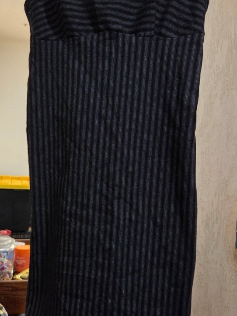 Vintage 579 Black and Navy Striped Mini Dress